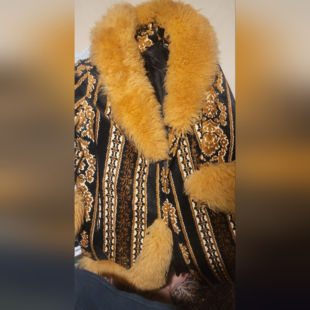 Opulent Black and Gold Teddy Jacket with Intricate Embroidery